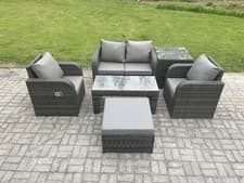 Image of Fimous Wicker PE Rattan Garden Furniture Set with Outdoor Sofa Reclining Chairs