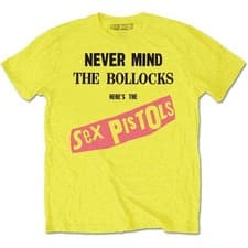 Image of Official Sex Pistols T Shirt Never Mind The Bollocks Album Cover Punk Yellow New