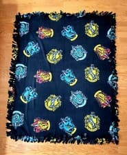 Image of Harry Potter Houses Hufflepuff Slytherin Gryffindor Ravenclaw Fleece Tie Blanket