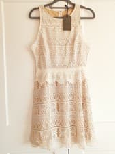 Image of Brand New AllSaints Melia Dress In Oyster White Lace Dress Size UK 8