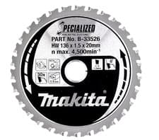 Image of Genuine Makita 136mm x 16mm/20mm x 30T Metal Cutting Saw Blade B-33526, B-10615