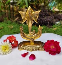 Image of Lord Ganesha Laxmi Krishana Antique Metal Idol Statue Om Hindu God Blessed AU