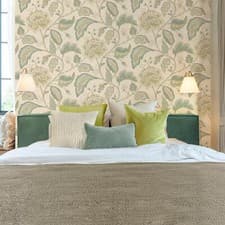 Image of Floral Maya Trail Wallpaper Cream 1722 Textured Vinyl Hessian Effect Belgravia