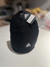Image of New Adidas Black Beanie White Logo One Size Unisex With Tags!