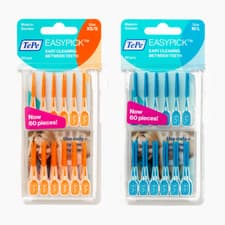 Image of TePe EasyPick Interdental 60 Brush Pack Orange XS/X and Blue M/L Easy Cleaning