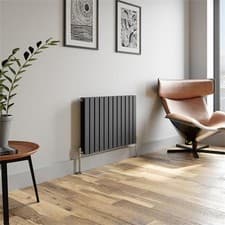Image of Horizontal Double Flat Panel Designer Radiator - 600x912mm Anthracite 24 Tubes