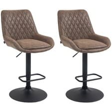 Image of HOMCOM Bar Stools Set of 2, Adjustable Bar Chairs 360 Degree Swivel Coffee