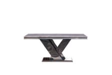 Image of Marble 180cm Dining Table with 6 Velvet Chairs, Gloss Finish Stunning Design