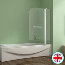 Image of 180° pivot Bath Shower Screen 1000X1400mm Safety Glass Over Double Door Panel H