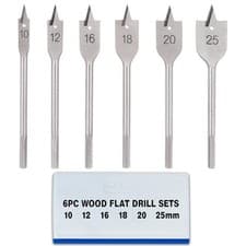 Image of 6pc Heavy Duty Flat Wood Drill Bit Set DIY