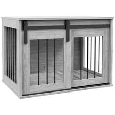 Image of PawHut Dog Crate Furniture with Removable Cushion, for Medium Dogs - Grey