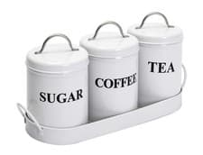 Image of Xbopetda Tea Coffee Sugar Canisters, 3 Piece of Metal Food Storage Tin, Kitch...