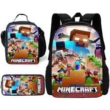 Image of Child's  Minecraft School Backpack with Lunch Bags ,Pencil Bags BRAND  NEW !!