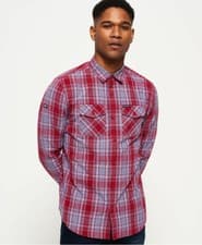 Image of SUPERDRY New Mens Washbasket Long Sleeve Shirt Arbury Red Check SIZE SMALL