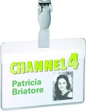 Image of Durable Name Badge 60 x 90 mm with Plastic Clip Transparent | Pack of 25 Badges 