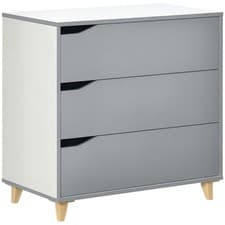 Image of HOMCOM Chest of Drawers, 3 Drawer Unit Storage Organiser for Bedroom, Grey