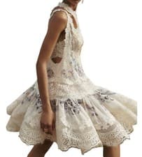 Image of Zimmermann Natura Lace Patch Mini Dress Women’s Size AU0 US 2 Designer NWOT