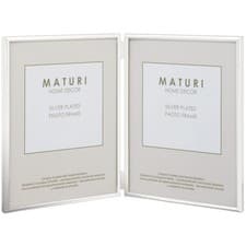 Image of DOUBLE PHOTO FRAME SILVER PLATED - THIN EDGE PORTRAIT, 3.5 X 5-INCH (9 X 13CM)