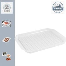 Image of Microwave Safe Bacon Rack Ribbed for Cooking Breakfast Meat and Defrosting