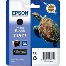 Image of Epson Turtle T1571 Photo Black. Colour Ink Type: Dye-Based Ink Black Ink Volume:
