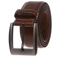 Image of Men's Feather Edged Italian Leather Casual Belt with Stitch Edge