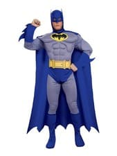 Image of Mens Classic Batman Costume Deluxe Muscle Chest DC Retro Superhero Outfit