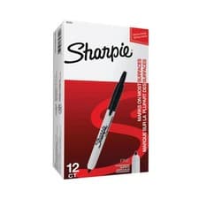 Image of Sharpie Permanent Fine Marker Pen Retractable Black Box of 12 (S0810840)