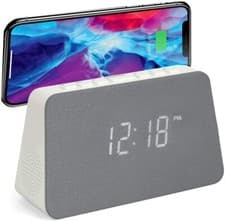 Image of Wireless Charging Alarm Clock Radio GTQ Renew Dimmable Display & USB Charging.