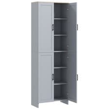Image of HOMCOM Modern Kitchen Cupboard Storage Cabinet with 6 Shelves, Grey