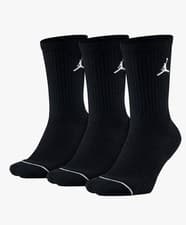 Image of Air Jordan Jumpman Crew Black Socks - 3 Pairs 8-12 LARGE - BLACK