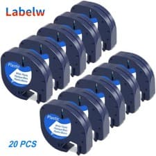 Image of Dymo LetraTag Refill Black on White Plastic 91201 Label Tape 12mm for LT-100H