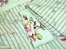 Image of 3Pc. Queen Duvet cover and 2 pillow shams light blue floral reversable