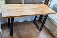 Image of Solid Oak Desk with Black Metal Legs - New (150cm x 62cm)