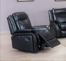Image of Black High Grade Leather Gel Recliner Reclining Armchair NEWBURY
