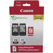 Image of Canon PG-510 / CL-511 Genuine Ink Cartridges, Pack of 2 (1 x Black, 1 x Colour),