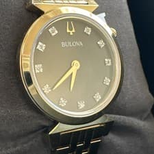 Image of Bulova Regatta Quartz Diamond Black MOP Dial Ladies Watch 97P173