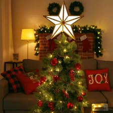 Image of Christmas Tree Top Star Light Battery Powered Glowing Christmas Decorations