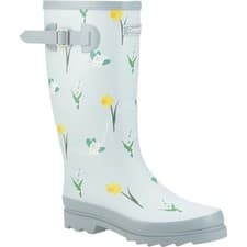 Image of Cotswold Wildflower Tall Pale Green Rubber Female Patterned Wellingtons