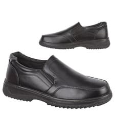Image of MENS SLIP ON WALKING CASUAL SHOES COMFORT WORK OFFICE FORMAL FAUX LEATHER SIZE