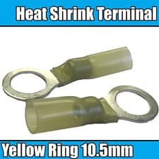 Image of Yellow Heat Shrink Ring Insulated Electrical 10.5mm non Crimp Terminals Cable