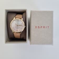 Image of Esprit Ladies Beige Leather Wrist Watch Ladies Gift Set New Defect ES109532001