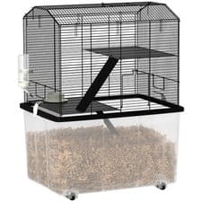 Image of PawHut Hamster Cage, Three-Tier Gerbil Cage w/ Deep Bottom, Ramp, Food Dish