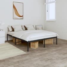 Image of WALPLUS Black Metal King Size Bed Frame 150x200 cm Strong Steel Bed