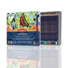 Image of Derwent Inktense Permanent Watercolour Pencils, Set of 24 in a Tin, 4mm Premi...