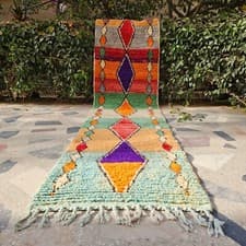 Image of Moroccan runner rug, Wool hallway runner, Bohemian hallway rug, Long boho runner