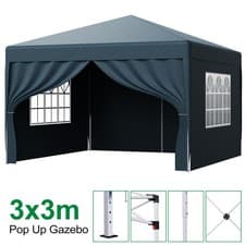 Image of LOEFME Pop Up Gazebo 3x3m Awning Party Tent Canopy Marquee Garden 3 Colour