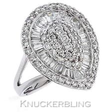 Image of Diamond Pear Cluster Ring 2ct Baguette & Brilliant Cut F VS in 18ct White Gold