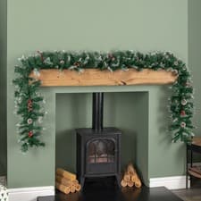 Image of 2.7m Green Mixed Needle Christmas Garland with Pine Cones and Red Berries