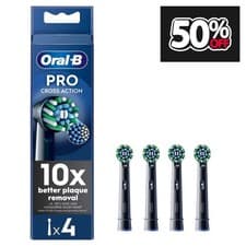 Image of New Oral B Pro Cross Action Toothbrush Heads X-Shape Bristles Black - Pack of 4