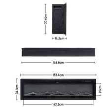 Image of 40"-100" Electric Fire Media Wall Glass Fireplace LED Free Stand/Insert Mounted
